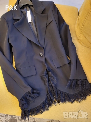 Удължено сако с дантела, снимка 5 - Сака - 52616372