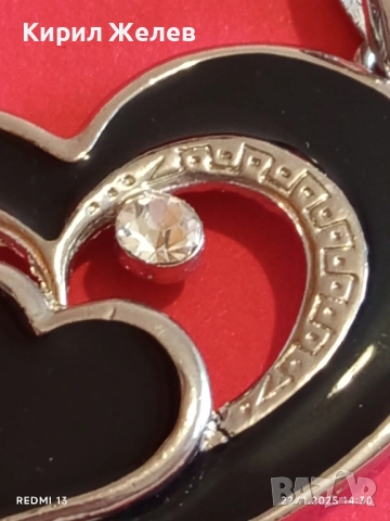 МОДНА КРАСИВА с КРИСТАЛИ ВИСУЛКА СЪРЦЕ ❤️ ЧЕРЕН ЕМАЙЛ 28379, снимка 3 - Колиета, медальони, синджири - 52502609