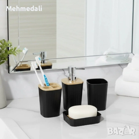 Комплект аксесоари за баня Cheffinger – 5 части с табла, снимка 3 - Други - 53168732