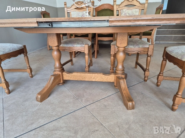 Трапезна разтегателна маса + 4 стола, снимка 3 - Маси - 52519178