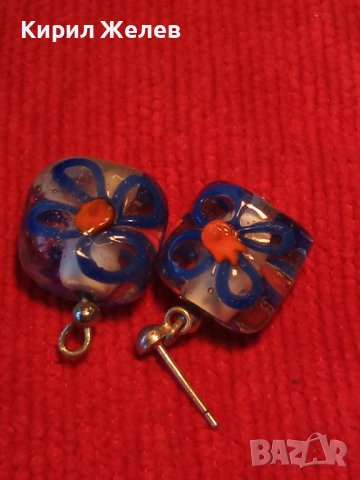 СТАРИ СРЕБЪРНИ ФЕШЪН АРТ ОБЕЦИ от ЦВЕТНО ВЕНЕЦИАНСКО СТЪКЛО МУРАНО РЪЧНА ИЗРАБОТКА 32652, снимка 10 - Обеци - 38351897