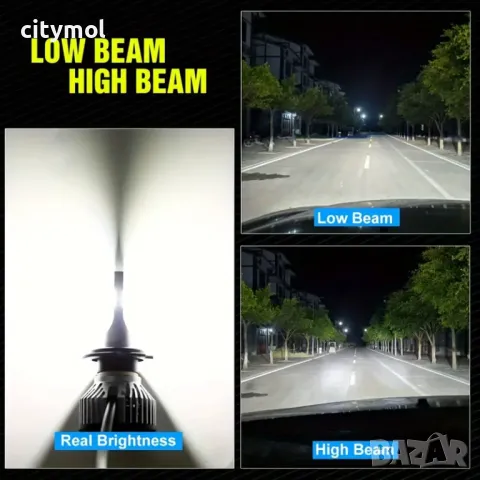 Комплект LED диодни лампи за фарове H7, 50W, 6000K, снимка 4 - Аксесоари и консумативи - 49737455