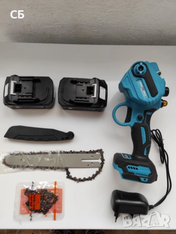 Мини моторен трион KraftWorld 38 V, 10 AH, 2 батерии, 2 вериги, снимка 2 - Моторни триони/резачки - 52883277