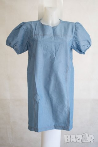Синя рокля от деним с къс ръкав - M, снимка 3 - Рокли - 43112911