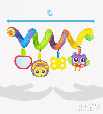 Играчка спирала за количка и кошара, с плюшени играчки Playgro, снимка 6 - Дрънкалки и чесалки - 49205073