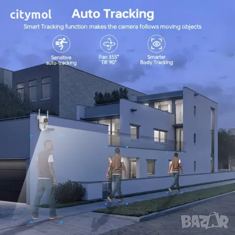 Двойна Smart WiFi безжична IP камера 5MP всяка, FULL-HD нощно виждане, SD карта, снимка 5 - IP камери - 49624820