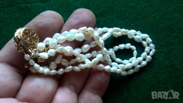 Стара гривна от естествени бели речни перли, снимка 10 - Антикварни и старинни предмети - 43528604