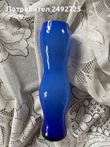 Ваза цветно стъкло синя, снимка 1