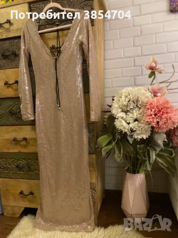 Рокля с пайети*S*Nude sequined dress 16Arlington, снимка 3 - Рокли - 48105730