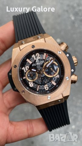 Мъжки часовник Hublot Big Bang Unico King Gold с кварцов механизъм, снимка 3 - Луксозни - 36715118