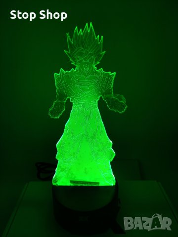 Dragon Ball Super Saiyan God Goku Екшън фигурки 3D настолна лампа 7 променящи цвета нощна лампа, снимка 11 - Настолни лампи - 40412279