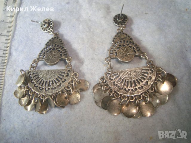 ТЮРКОАЗЕНИ ПОСРЕБРЕНИ ЕТНОГРАФСКИ ОБЕЦИ ТИП ТРЕПКА МНОГО КРАСИВА ТРАДИЦИОННА ИЗРАБОТКА 31624, снимка 4 - Антикварни и старинни предмети - 38067099