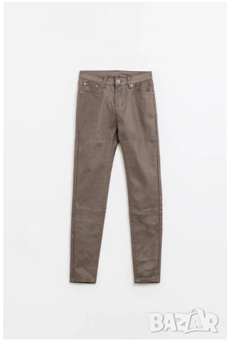 Кожен Ватиран Панталон Промазка - Бежово, снимка 3 - Панталони - 52387510