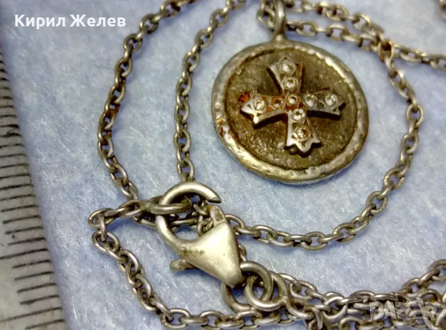 Стар ДВУСТРАНЕН РЕЛИГИОЗЕН СРЕБЪРЕН МЕДАЛЬОН КОЛИЕ СРЕБРО 925 РЪЧНА РЯДКА АРТ РАБОТА с ЦИРКОНИ 49923, снимка 11 - Антикварни и старинни предмети - 49346340