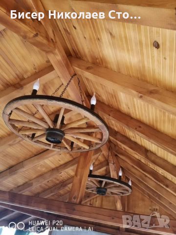 Полилеи от автентични колела от каруца!, снимка 3 - Лампи за таван - 28751545