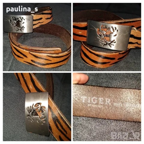 Три броя / Естествена кожа / Дизайнерски винтидж колан "Tiger", "Pieces" и "Levi's" , снимка 2 - Колани - 28132602