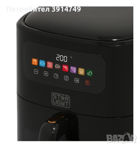 Дигитален Фритюрник с горещ въздух / Airfryer, 1700W, 6 литра, сензорно управление + 8 програми, снимка 3 - Фритюрници - 43298815
