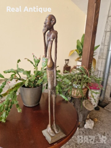 Страхотна голяма антикварна колекционерска бронзова фигура пластика статуетка , снимка 4 - Статуетки - 50521234