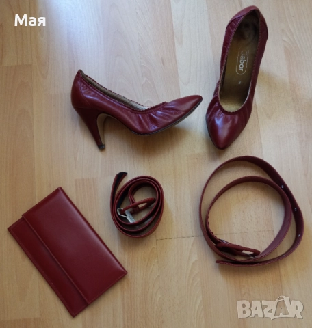 Луксозни дамски обувки, комплект с портмоне и две коланчета, снимка 3 - Дамски елегантни обувки - 51760748