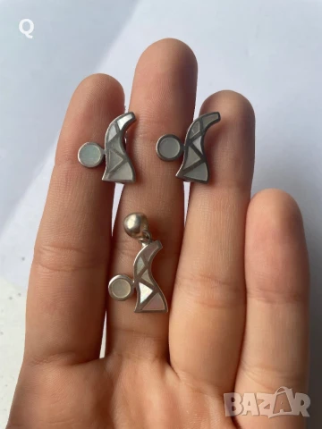 Сребърен комлект със седеф,проба 925 (14)