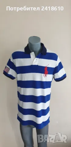 POLO Ralph Lauren USA Flag Pique Cotton Slim Fit Mens Size L  ОРИГИНАЛ! Мъжка Тениска!, снимка 8 - Тениски - 50436379