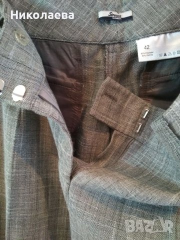 Сив елегантен панталон "Strauss";Кариран панталон,L, снимка 5 - Панталони - 40472182