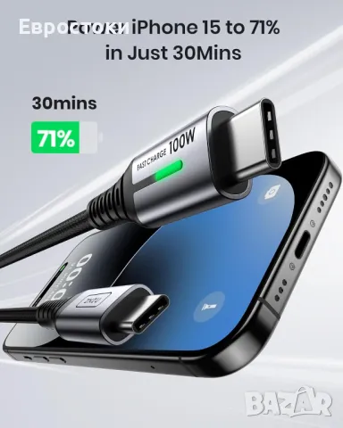 INIU кабел за бързо зареждане USB тип C към тип USB C, 100 W PD 5A, 2 метра, снимка 3 - Селфи стикове, аксесоари - 49323436