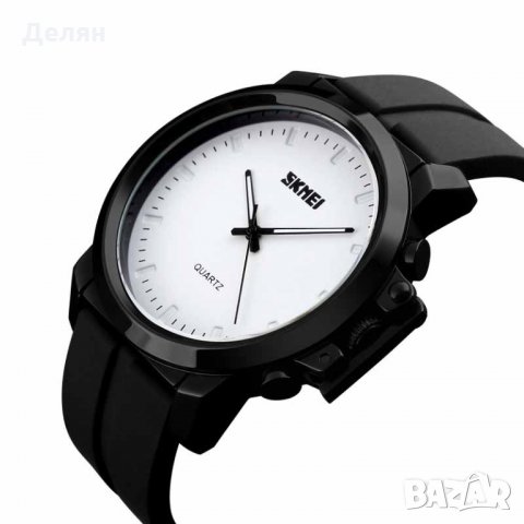 Мъжки часовник със силиконова каишка и бял циферблат, снимка 2 - Мъжки - 27993199