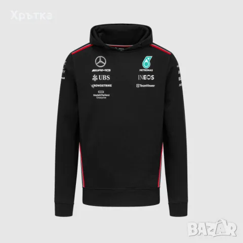 Mercedes AMG F1 Team Hoodie - Оригинален мъжки суитшърт размер L, XL, снимка 1 - Суичъри - 49393147