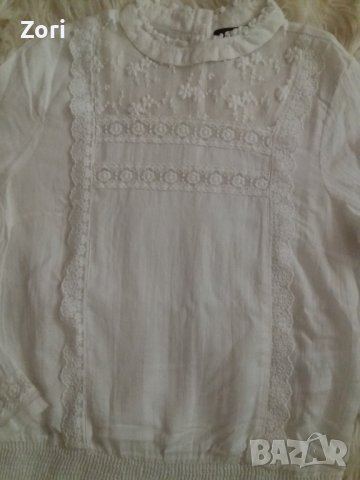 СТИЛНА бяла риза/блуза с дантела  - ХС размер , снимка 3 - Ризи - 38512402