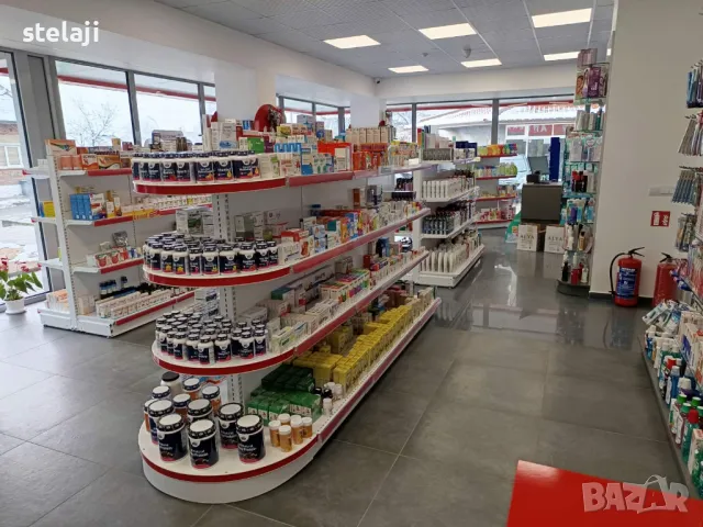 Островен стелаж за аптека, книжарница, зоомагазин, детски магазин и др, снимка 9 - Стелажи и щандове - 49448205