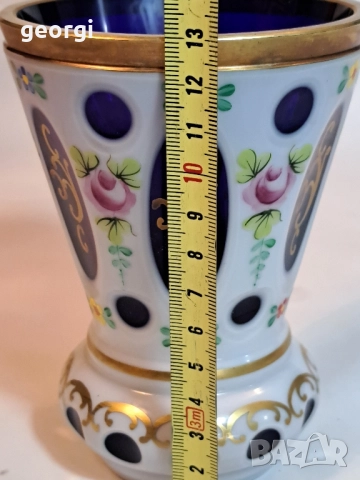 ваза Bohemia цветно стъкло с позлата , снимка 7 - Вази - 51941737