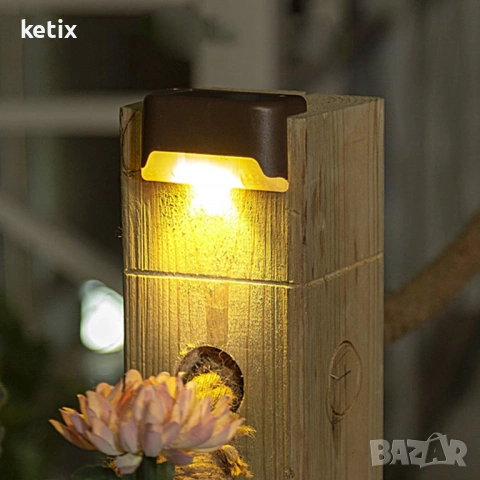 Комплект 4 соларни лампи за стъпала,парапет и други, снимка 3 - Соларни лампи - 53324329