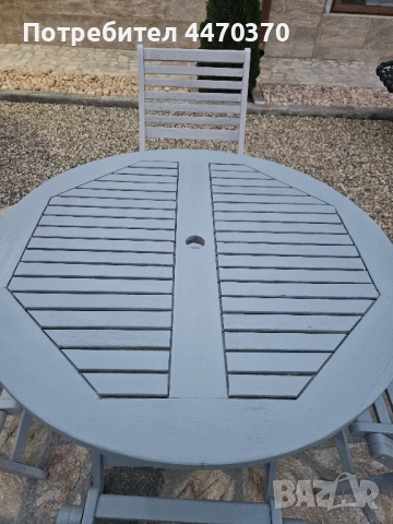 Градински комплект 5 части естествено дърво, снимка 3 - Градински мебели, декорация  - 52130776