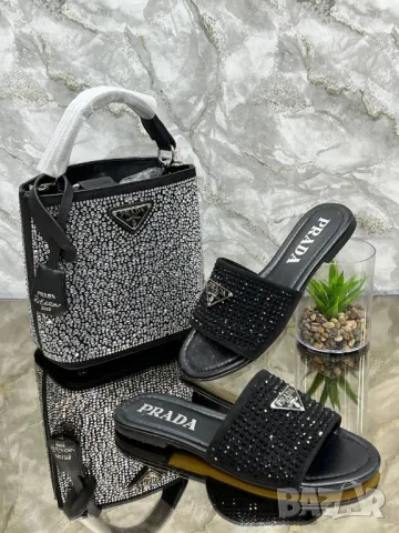 чехли с камъни prada milano, снимка 3 - Чехли - 50405347