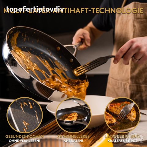 Тиган с капак HAUSLUND® Frying Pan 28 cm Non-Stick Coating,Нов, снимка 2 - Съдове за готвене - 44043080