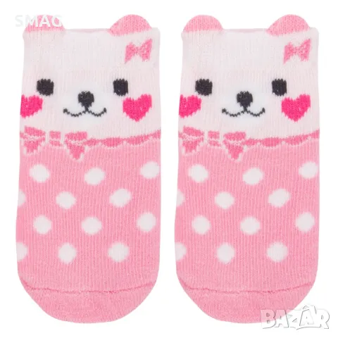 Бебешки чорапи в розово и бяло на точки  0-6 месеца S_1166133