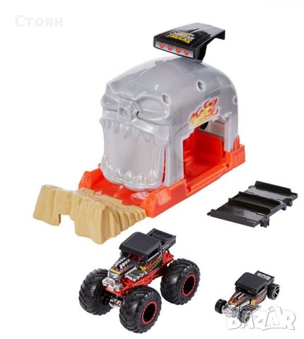 Комплект Hot Wheels Monster Truck с пускови устройства - Mattel Хот Уилс