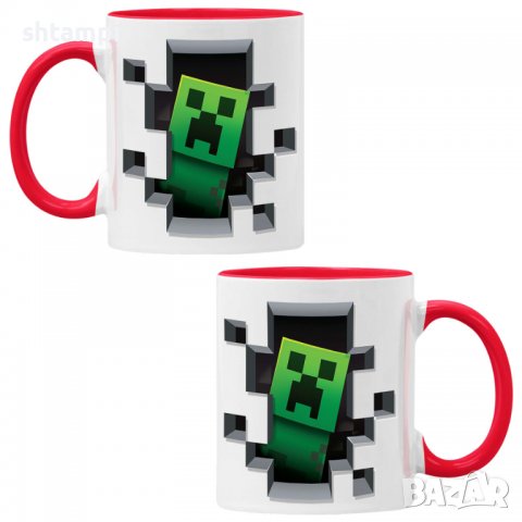 Чаша Minecraft creeper,Керамична Чаша, Кафе Чай, Игра,Изненада,Подарък,Повод,Празник,Рожден Ден, снимка 5 - Чаши - 38473004