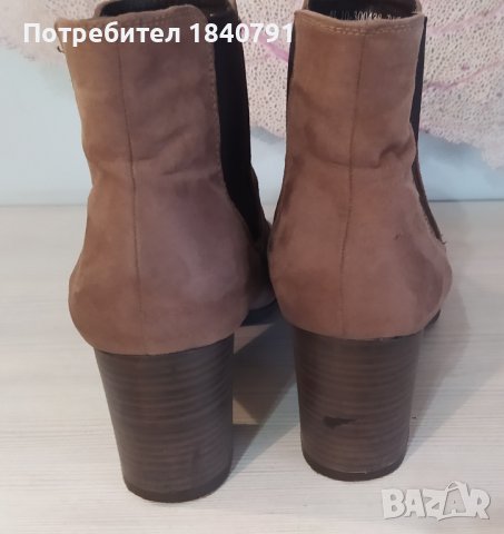 Бежови боти – цвят капучино, велур, № 41, снимка 9 - Дамски боти - 40643038