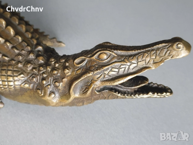 25см-3кг стара китайска статуетка/бронзова скулптура/малка фигура на крокодил-алигатор, снимка 5 - Статуетки - 52905730