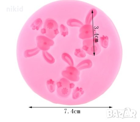 3 Великденски зайчета с яйца заек с яйце силиконов молд форма декорация торта фондан сладки, снимка 2 - Форми - 32481015