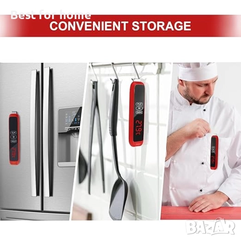 Цифров кухненски термометър за месо с 2 дълги сонди  и магнитен LCD дисплей, снимка 6 - Обзавеждане на кухня - 51804383