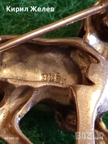 Винтидж сребърна брошка в формата на АГНЕ с МАРКЕЗИТ и РУБИНИ Ретро Арт бижу 41072, снимка 6 - Антикварни и старинни предмети - 52912981