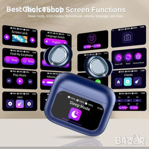 Bluetooth слушалки Мини 7ч време на работа HiFi звук ENC шумопотискане – тъмносин, снимка 13 - Слушалки и портативни колонки - 53091605