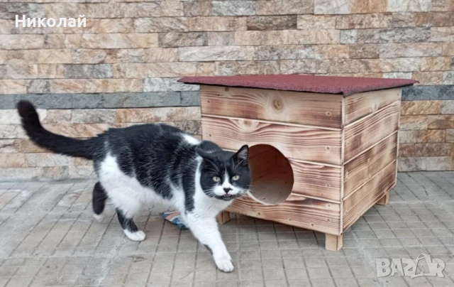 Голяма дървена къща за котки , къща колиба за коте куче , комашен любимец семейство котки, снимка 6 - За котки - 51302272