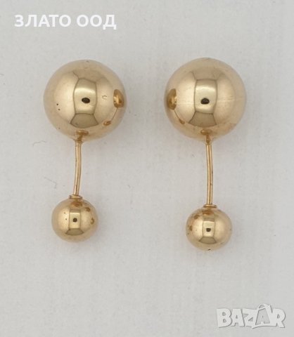 Златни обеци -14К с топчета, снимка 18 - Обеци - 26905872