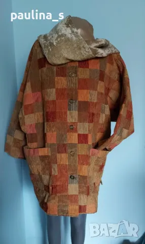 Преходно палто / манто в каре / универсален размер , снимка 2 - Палта, манта - 48927407