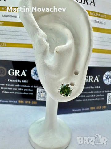 Сребърни обеци с мойсанит (Диамант) 1 карат, снимка 7 - Обеци - 53508678