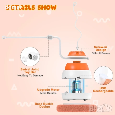 IOKHEIRA 4 в 1 Интерактивна играчка с пера за котки, снимка 5 - За котки - 43718859